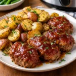 Crockpot Mini Meatloaves and Baby Potatoes
