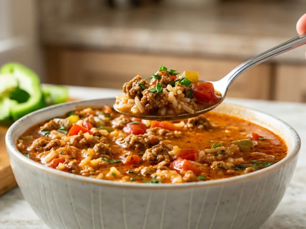 Homemade Stuffed Pepper Soup with Rice 1