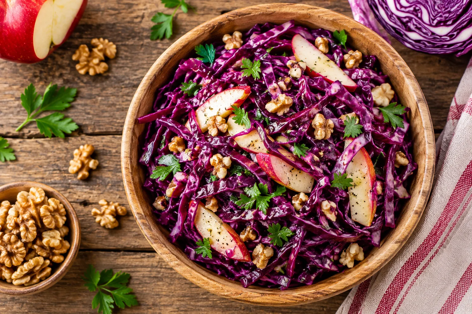 Italian-Style Crunchy Red Cabbage and Apple Slaw
