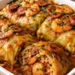Loaded Cajun Shrimp & Sausage Cabbage Rolls