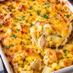 Loaded Cheesy Chicken Potato & Corn Casserole