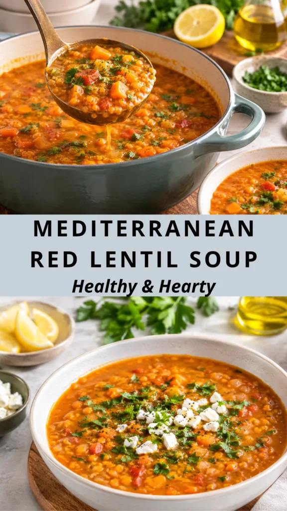 Mediterranean Red Lentil Soup Healthy & Hearty