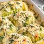 Salmon Cabbage Rolls with Cream Sauce