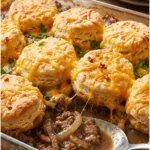 Smothered Beef & Onion Biscuit Bake