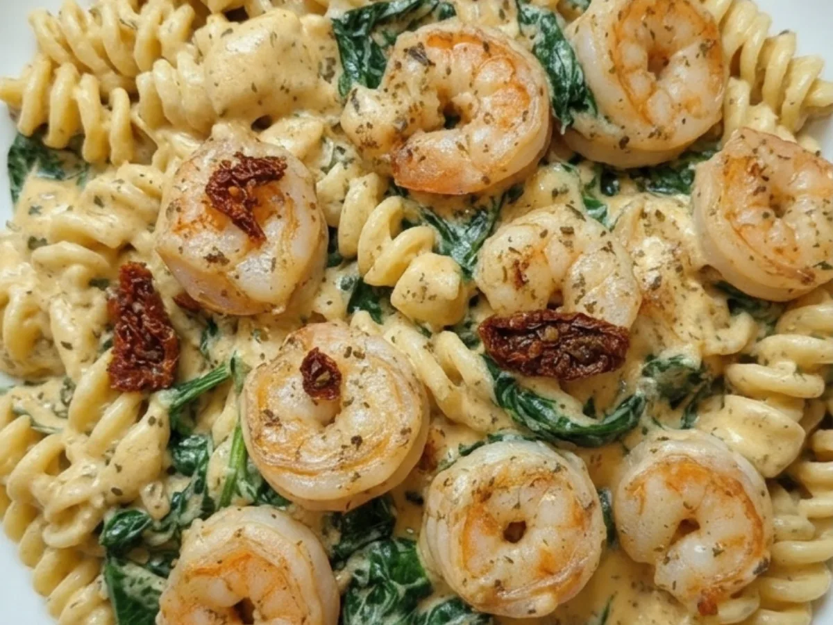 Sun-Dried Tomato Shrimp Pasta with Spinach 1