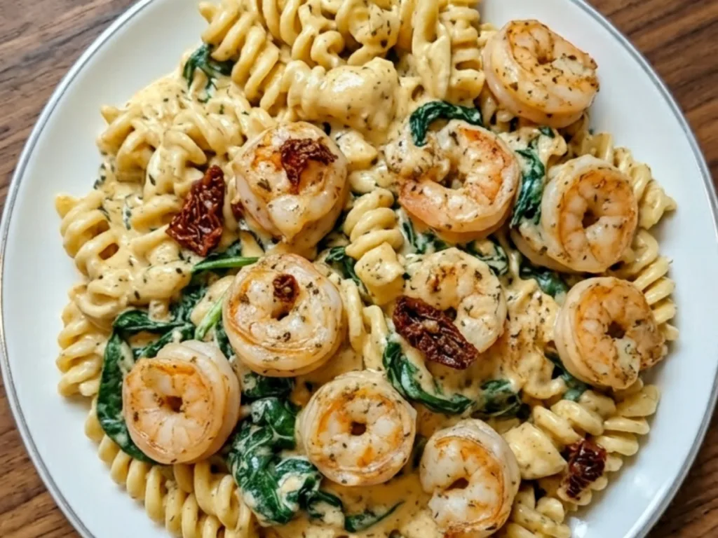 Sun-Dried Tomato Shrimp Pasta with Spinach 2