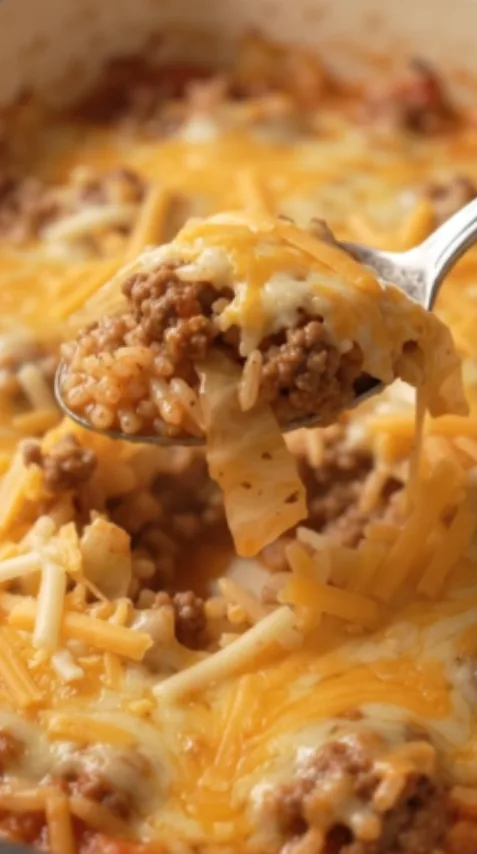 Crockpot Cabbage Roll Casserole; slow-cooker cabbage and beef casserole 1